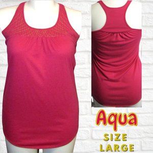 JUNIORS Aqua Pink Racer-back Tank Top Size Large